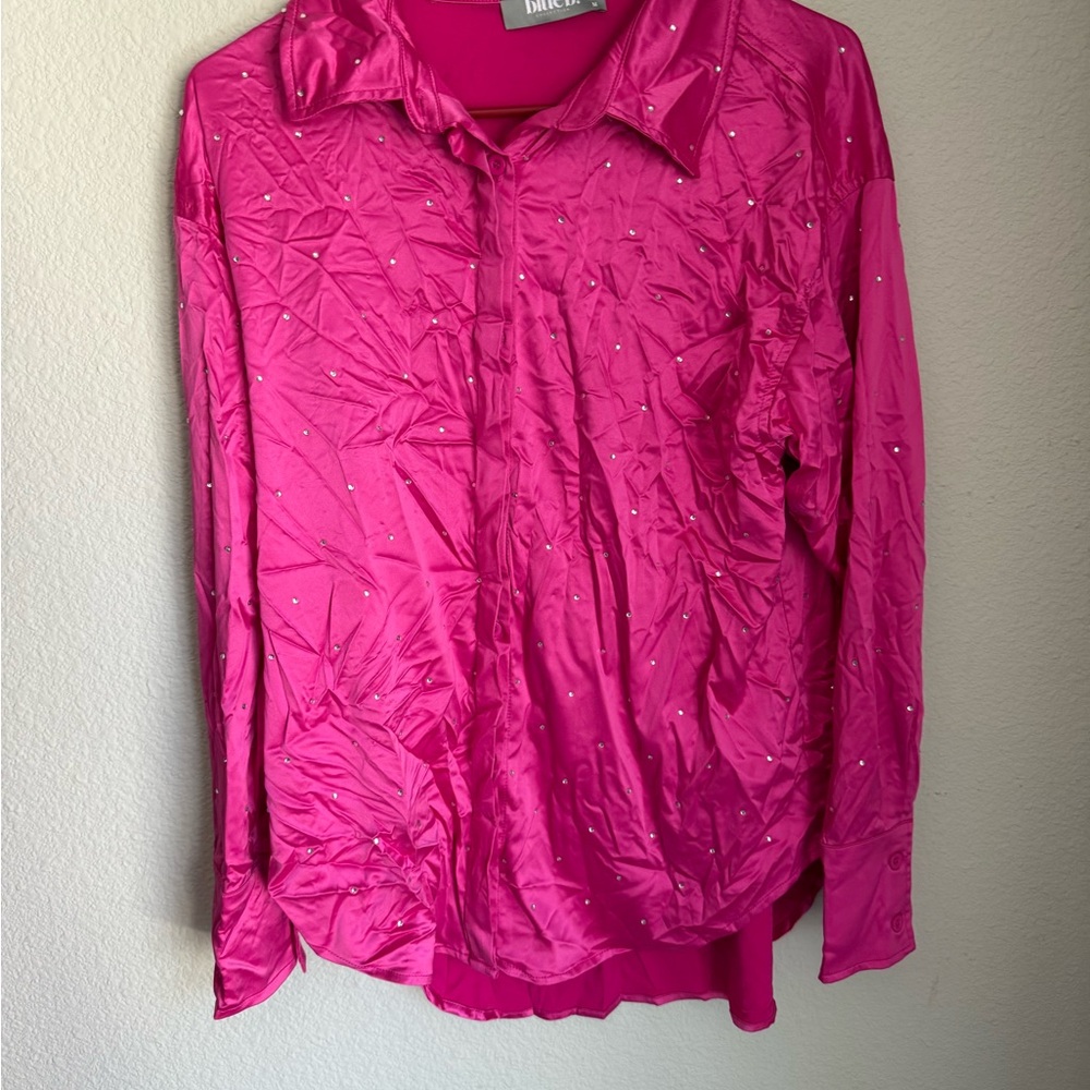 Pink Satin Embellished Women's Top
